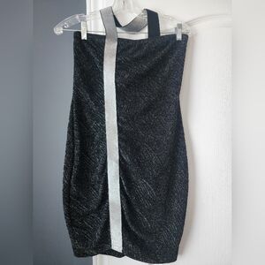 Chic Strapless Black and Silver Dress